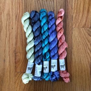 5 Mini Skeins of AJHC Wools Basic Sock Micro Yarn